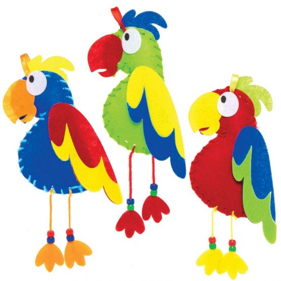 Baker Ross AT689 Parrot Sewing Decoration Kits - Pack of 3, Festive Tree Ornaments for Kids to Decorate in Arts and Crafts Activities - Image 3