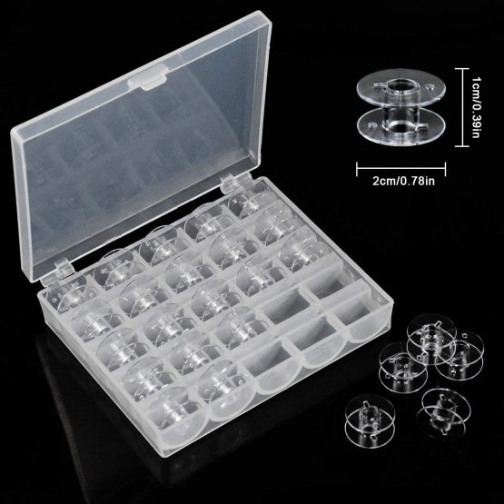 25 Pieces Sewing Machine Bobbins, Transparent Plastic Sewing Machine Bobbins in Box, for Singer/Brother/Janome - Image 2