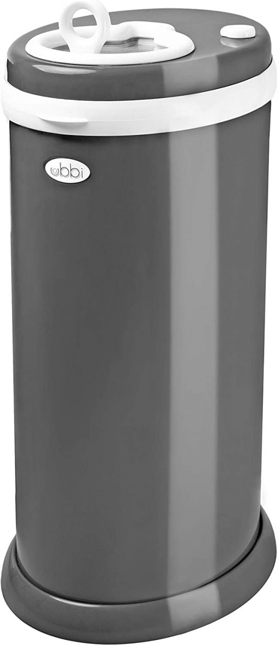 Ubbi Saving, Nappy Disposal Bin, No Special Bag Required, Steel Odor Locking Nappy Pail, Slate, 10030