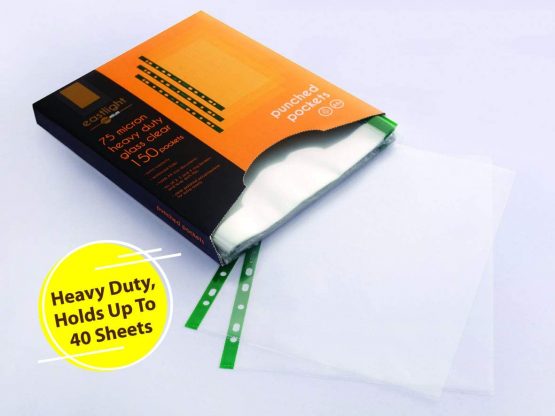 Eastlight Punched Pockets A4 Plus Glass Clear Extra Strong [ Box 150 ] 75 Micron Each Pocket Can Hold up to 40 Sheets !!! - Image 2