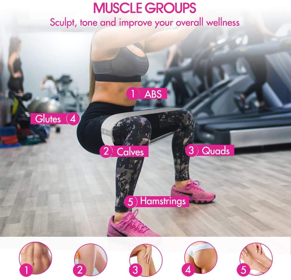 Resistance Bands, Fabric Booty Exercise Bands 3 Set - Image 4