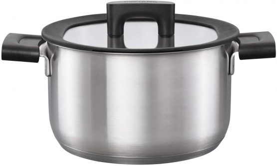 Fiskars 1052240 Casserole with Lid, Dia: 20 cm, Capacity: 3.5 litres, Suitable for All hobs, Stainless Steel/Plastic, Hard Face, 3.5 liters