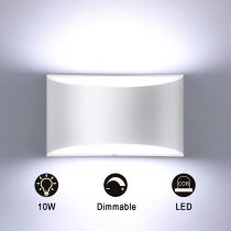Glighone Wall Lights Indoor Dimmable LED Up and Down Wall Light Modern Wall Lamp 10W Sconce Uplighter Downlighter Wall Lighting for Living Room Bedroom Corridor, Cool White(COB LED Bead Include)