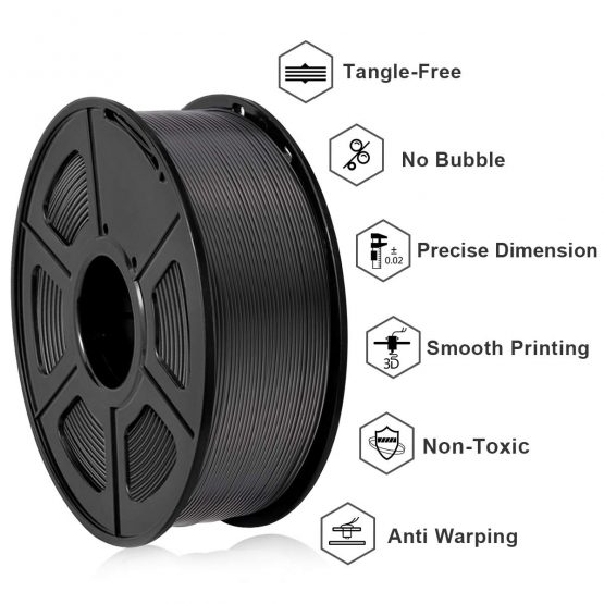 SUNLU 3D Printer Filament PLA Plus 1.75mm 1kg Spool, PLA+ Filament 1.75 +/- 0.02 mm for 3D Printing, Total 3kgs (Black, LightGold, Silver) - Image 3