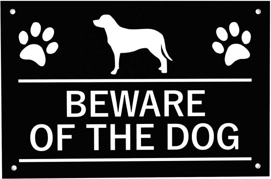 OriginDesigned Beware of the DOG Sign, Bold Black and White, Easy to See Warning, Outdoor Notice, Deterrent Sign