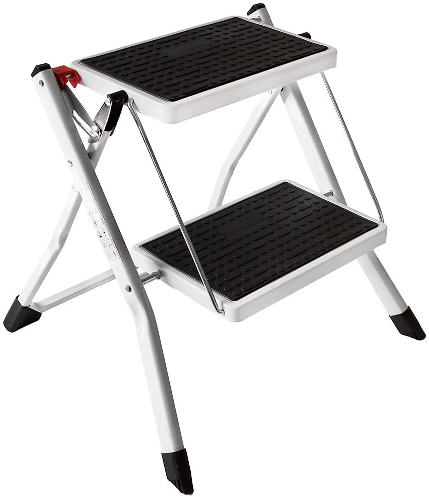 Home Vida 2 Step Ladder Compact, Heavy Duty Steel, Portable Folding, Anti-Slip Mat, Home, Kitchen, DIY, Gardening Step Ladder - Image 2
