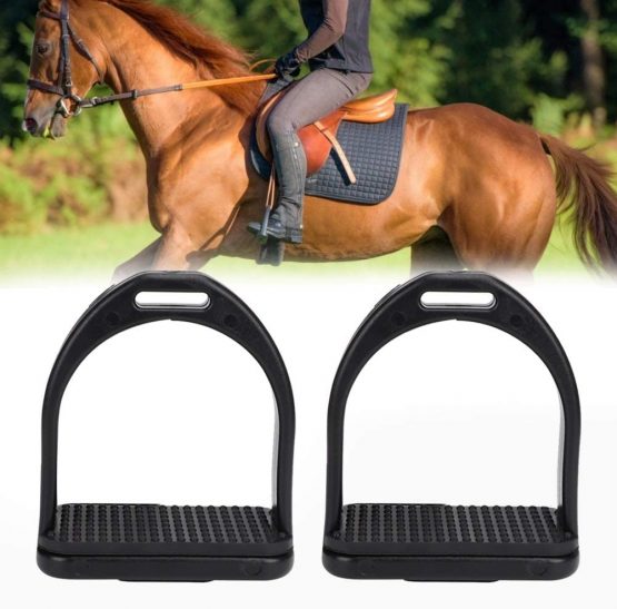 Pssopp 2PCS Horse Stirrup High Strength Horse Riding Stirrup Safety Stirrups Equestrian Stirrups Treads with Non-slip Rubber Pad (Small)