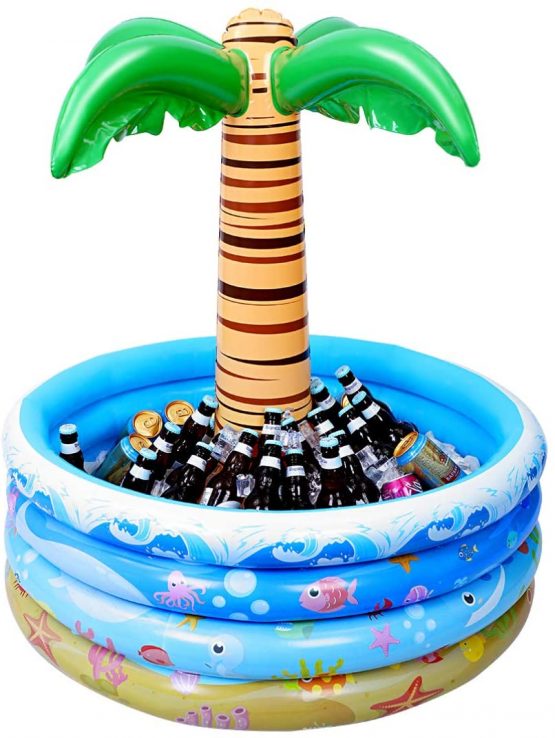 Toyvian 37 Inch Inflatable Palm Tree Cooler, Summer Swimming Party Decoration, Floating Pool Cooler for Beach Theme & Hawaiian Party