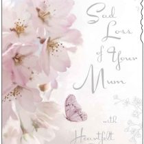 Sympathy Card (JJ4352) Sad Loss Of Your Mum - Blossom - Silver Embossed