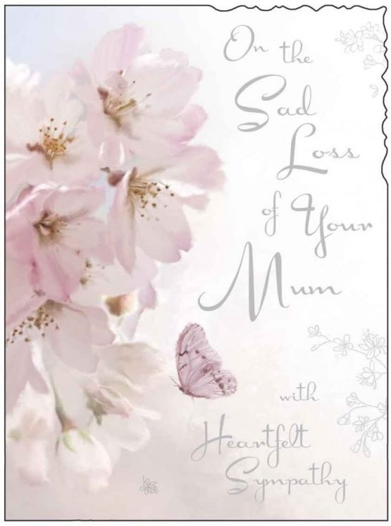 Sympathy Card (JJ4352) Sad Loss Of Your Mum - Blossom - Silver Embossed