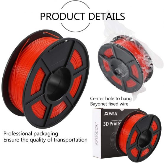 PETG 3D Printer Filament 1.75mm 1 kg Spool, SUNLU PETG Filament Red 1.75 +/- 0.02 mm for 3D Printing - Image 4