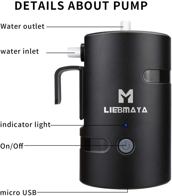 LIEBMAYA Portable Outdoor Shower, Camping Shower 4400mAh Battery Powered Shower Pump for Outdoor Family Camp/Hiking/Backpacking, Travel, Beach, Pet, Flowering, IPX7 Waterproof Black - Image 4