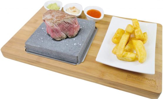 Black Rock Grill Steak On The Stone Set, Hot Rock Grill Table Top Cooking Stone