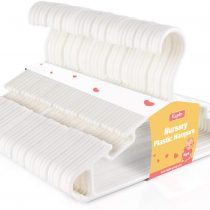 KEPLIN 36 Pack White Plastic Nursery Hangers, Nonslip Baby Coat Hangers, Space Saving Tubular Hangers, More Storage for Kids Children Clothes Dresses