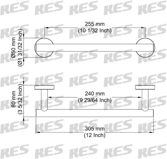 KES Towel Rail Wall Mounted Towel Holder Self Adhesive Small Towel Rail 30CM for Bathroom and Kitchen SUS 304 Stainless Steel Brushed Finish, A2000S30DG-2 - Image 2