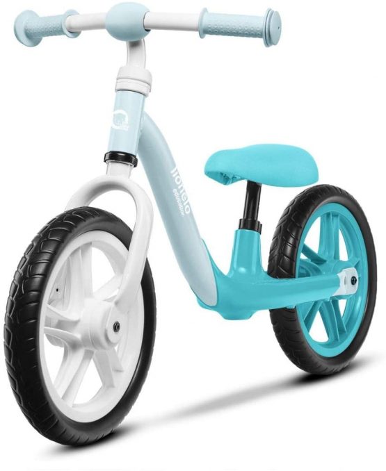 Lionelo Loe Turquoise Alex Children's Balance Bike up to 30 kg Saddle and Handlebar Adjustable 12 Inch EVA Foam Wheels Robust Construction Steering Angle Limiter EN 71 (Turquoise), Small - Image 3