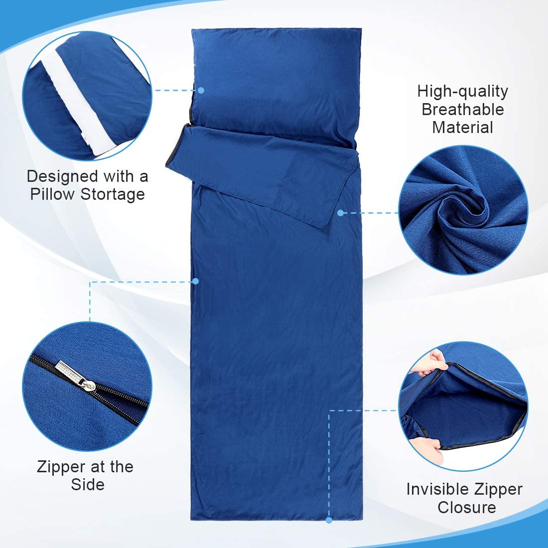 Doact Cotton Sleeping Bag Liner, Lightweight Travel Sheet Adult