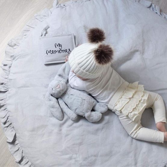 Crawling Mat Round Lace Baby Mat for Play Crawling Sleeping Soft Warm Thick Padded Cute Flower Edge for Home Decor, Diameter 95cm (C) - Image 4