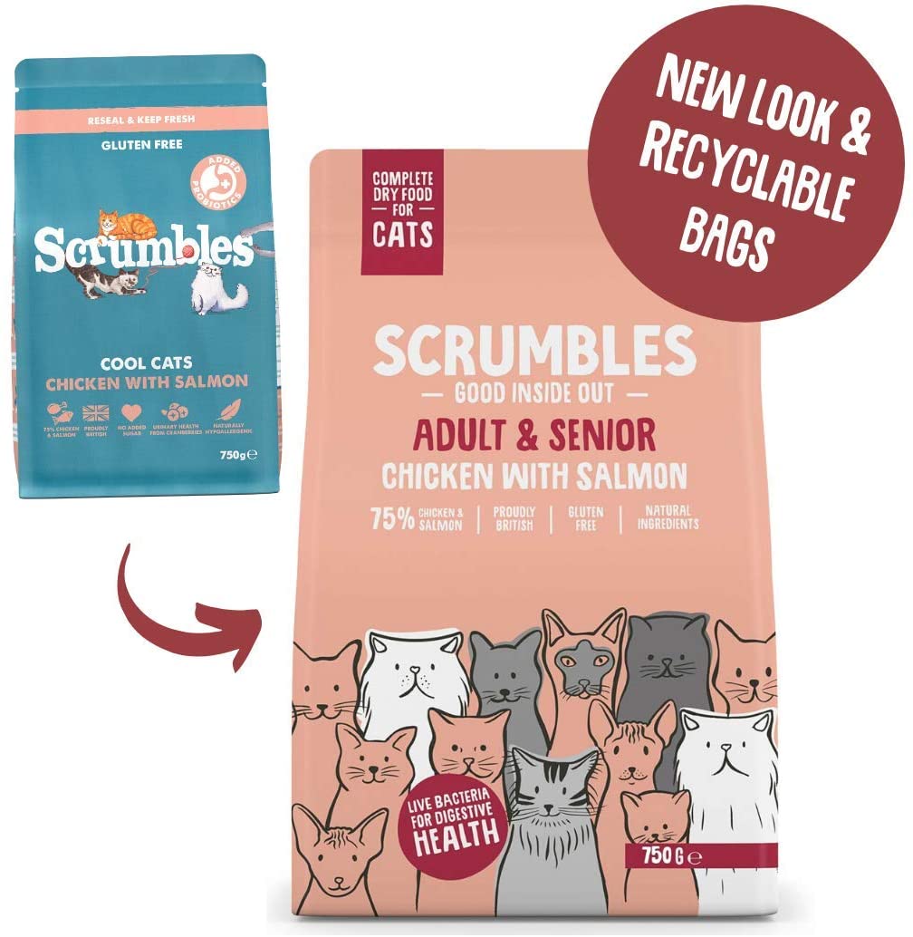 Scrumbles All Natural Dry Cat Food With Chicken and Fresh Salmon, High Protein Food for Adults And Seniors 2.5 Kg,pink bag - Image 2