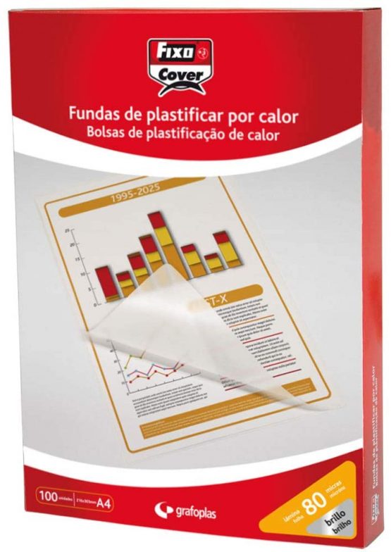Fixo 1020100 – Box of 100 A4 Laminating Pouch A4, Gloss, 216 x 303 mm, 80 My