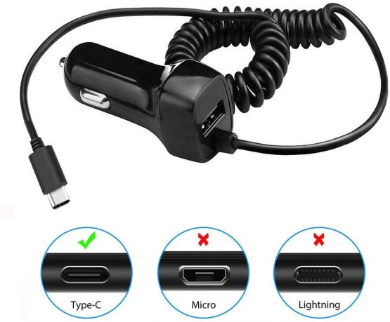 GAPlus Car Charger Black USB Type C/USB C 2100mAh (2.1 Amp) Compatible with Huawei Mate 20 Pro Lite/ P20 P20 Lite Pro/Huawei P30 P30 P40 Lite Pro - Image 3