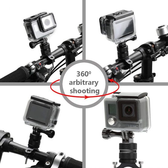 Forevercam Bicycle Mount Action Camera Handlebar, Aluminium Alloy Mountain Bike Holder 360 Degree Rotation Rack Cradle Compatible GoPro Models/Action Cameras - Image 2