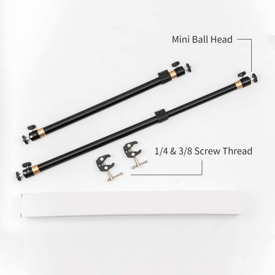 YC Onion Extendable Support Rods for Slider, Aluminium Alloy Camera Slider Stabilizer, Multi-Angle Tripod Stability Arms with C Clamps and Ball Head for Increasing Stability(2 Rods in) - Image 3