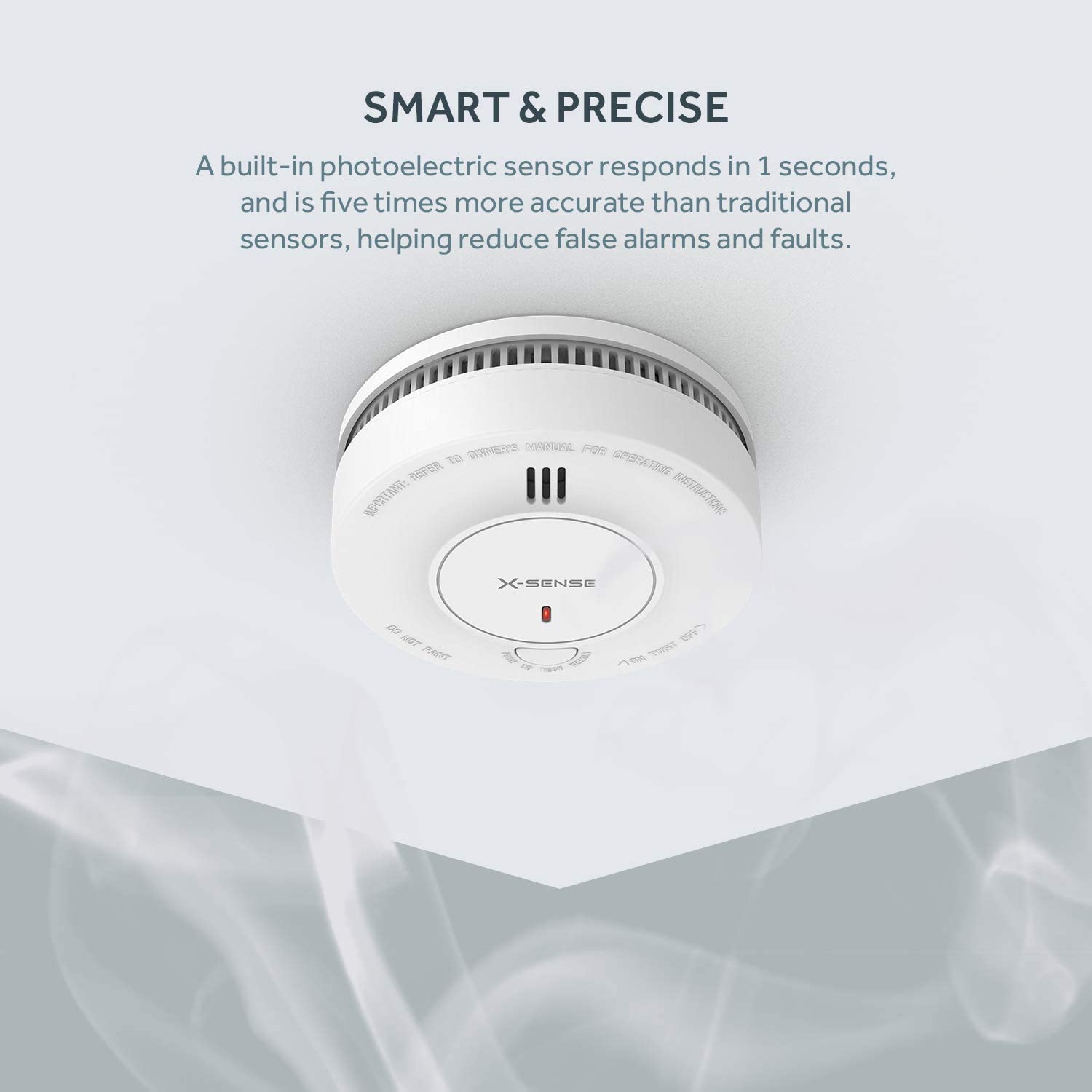 X-Sense Smoke Alarm, 10-Year Battery Fire Alarm Smoke Detector with LED ...