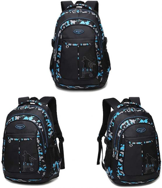 Teens Backpacks Children School Bag Set 3 in 1 Book Bag with Lunch Bag Pen Case Camouflage Laptop Rucksack for Boys Girls(Blue) - Image 3