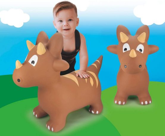 Jamara 460591 Bouncy Dino with Pump-Promotes Balance and Motor Skills, Animal Ears Support The Child, Robust and Durable, Easy to Clean, up to 50 kg, Brown - Image 2