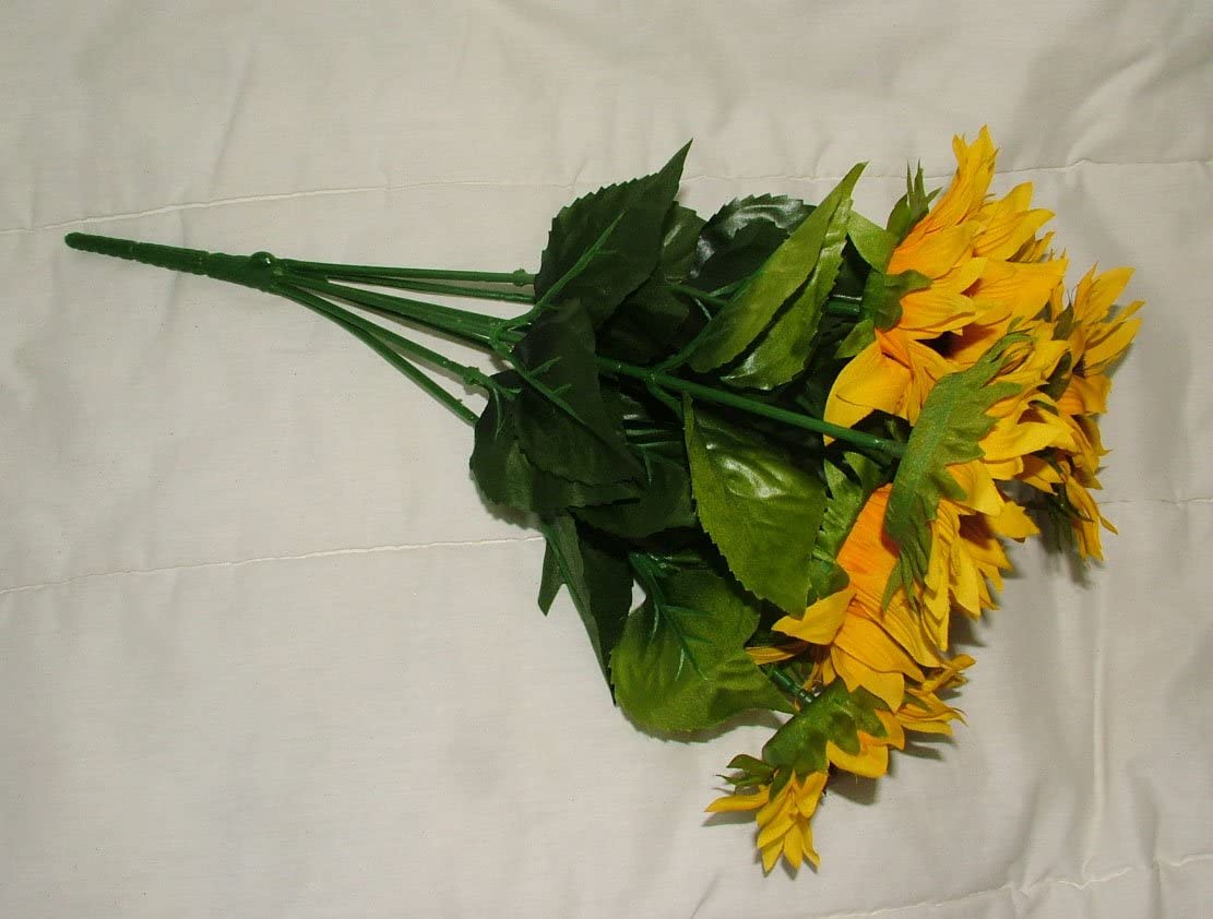 A1-Homes Beautiful Artificial Sunflower Bush - Home Wedding Anniversary Grave (1), Yellow, Multiple - Image 3