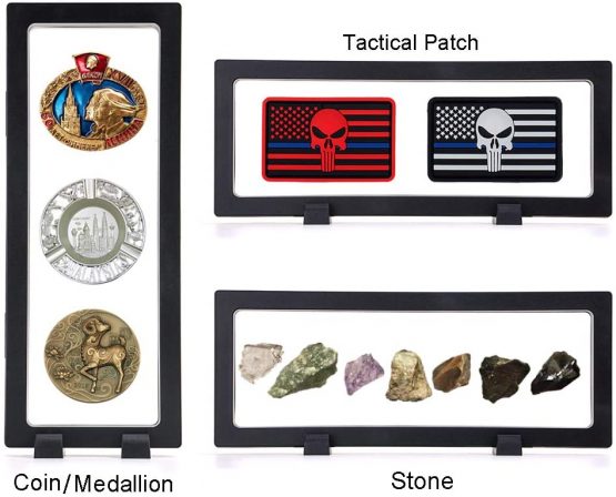 Skelang 3 Pack Coin Display Case, 3d Floating Frame Display Holder with 9 Coin Capsules, Coin Display Stand for Coin, Stamp, Jewelry, 23 × 9cm - Image 4