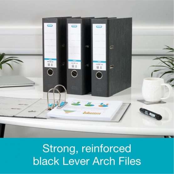 Elba A4 Lever Arch File, Black, Pack of 6 - Image 3