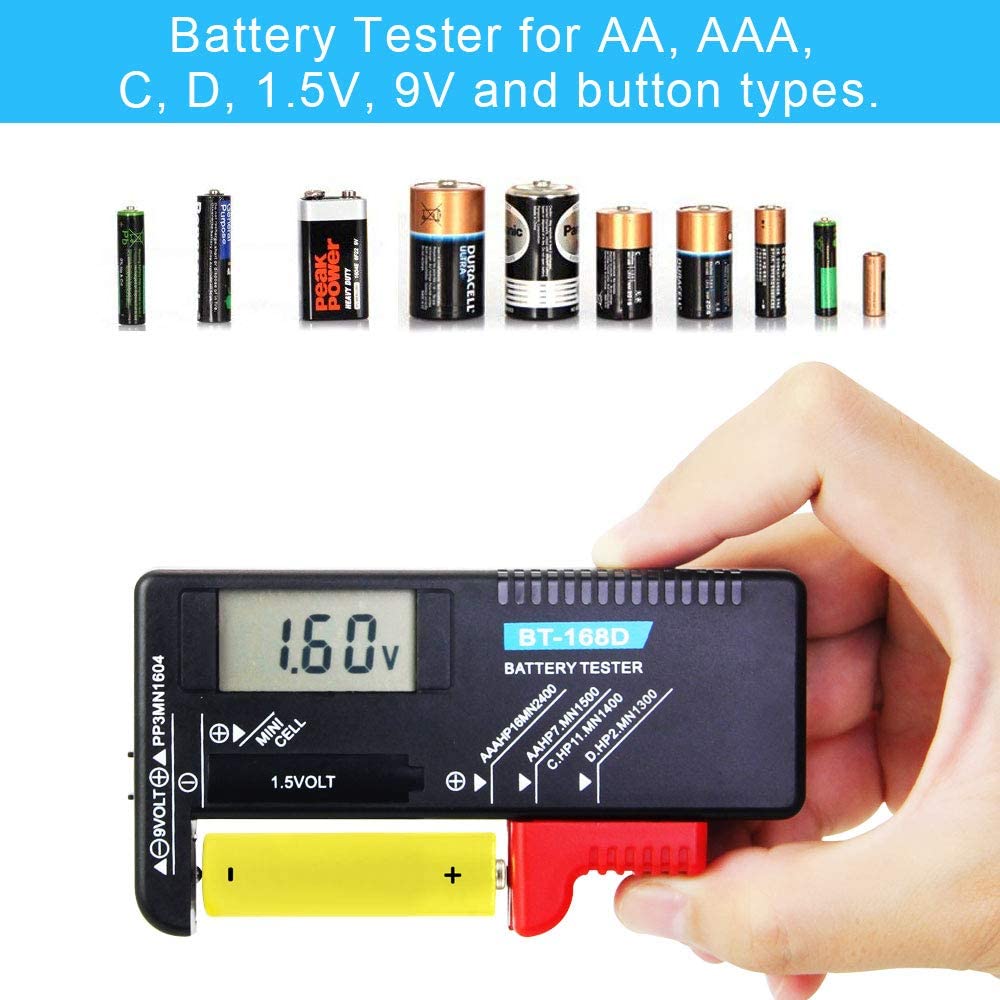 Favengo Battery Tester Universal Battery Checker Household Battery Volt Checker Tester with Accurate Digital Screen Multi Size for AA AAA C D 9V 1.5V and Button Cell Batteries (Model: BT-168D) - Image 3