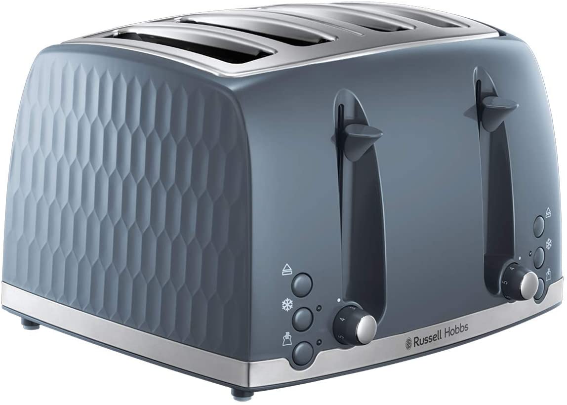 Russell Hobbs Honeycomb 4 Slice Toaster (Independent & Extra wide slots with high lift, 6 Browning levels