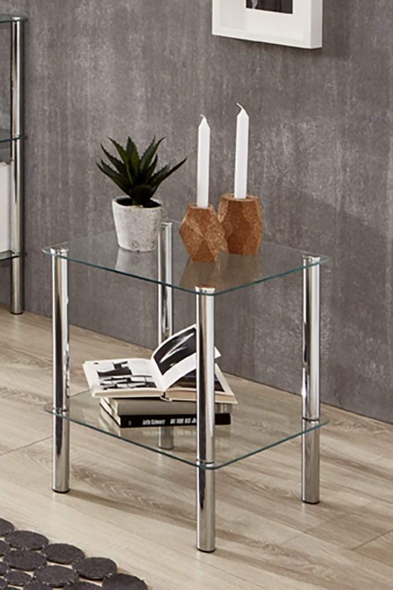 Haku Möbel 90238 Low Occasional Table - Steel Tubing/Tempered Glass - Chrome - Image 2