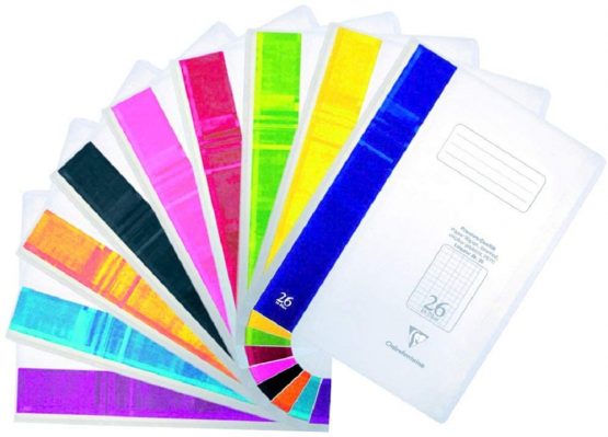 Clairefontaine 973226C school notebook coverbook, individual, perfect for your organisation, DIN A4, 21 x 29.7 cm, 16 sheets, 90 g, squared with margin, 1 piece, transparent