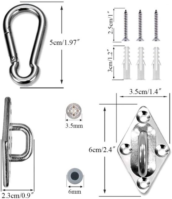 KINDPMA Sun Shade Sail Fixing Kit Heavy Duty Awning Attachment Set 304 Stainless Steel Sunshade Fixing Accessories for Garden Triangle Square Rectangle - Image 2