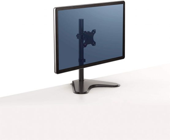 Fellowes Freestanding Professional Series Single Monitor Mount - VESA Compliant Monitor Arm with Tilt, Swivel, Rotation Functions and Cable Management, Max Monitor Size 32", Max Weight 8KG