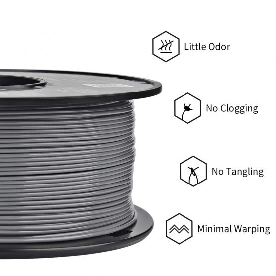 ERYONE PETG Filament for 3D Printer, 1.75mm, Tolerance: ±0.03mm, 1kg(2.2LBS)/Spool, Gray - Image 2