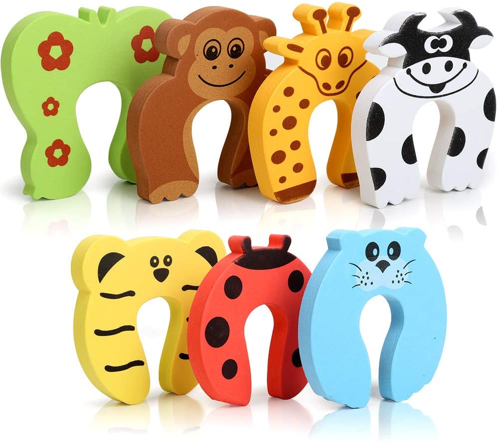 HNYYZL Door Stoppers, 7Pcs Baby Proofing Corner Protectors, Cartoon Animal Soft Foam Cushions Baby
