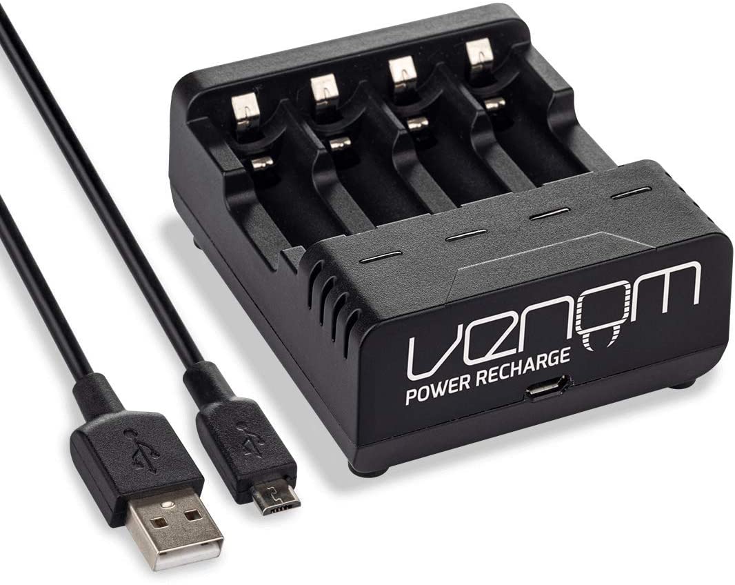 Venom TAO9026 Power Recharge - Intelligent Charging Station (Holds Up to 4 x AA or 4 x AAA Rechargeable Batteries), Black