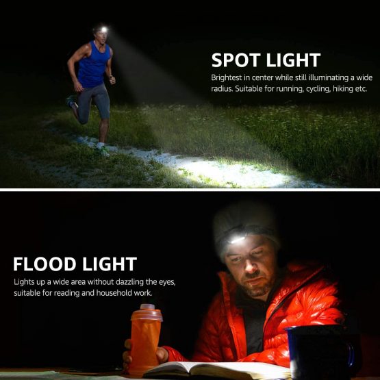 LE Head Torch, [2 Pack] Super Bright 1300L LED Headlamp with 6 Lighting Modes, Waterproof, Battery Powered LED Lightweight Headlight for Cycling Running Camping for Kids Adults - Image 3