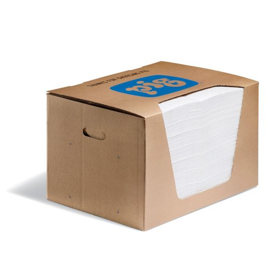 New Pig MAT440 PIG Oil Mat, 83.6 L Absorbency, 51 cm Length x 38 cm Width, 100 Pad/Dispenser, White (Pack of 100)