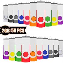 EASTBULL 2GB Memory Stick 50 Pack USB 2.0 Flash Drives Bulk USB Sticks Swivel Thumb Drive Pen Drive (2GB 10-Multicolor)