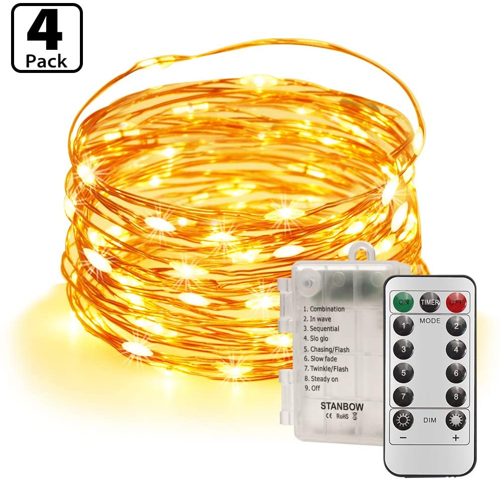 STANBOW Solar String Lights, 5M, 50 LED, Waterproof, Crystal Ball with 8 Modes, Warm White for Garden Home, Yard, Patio