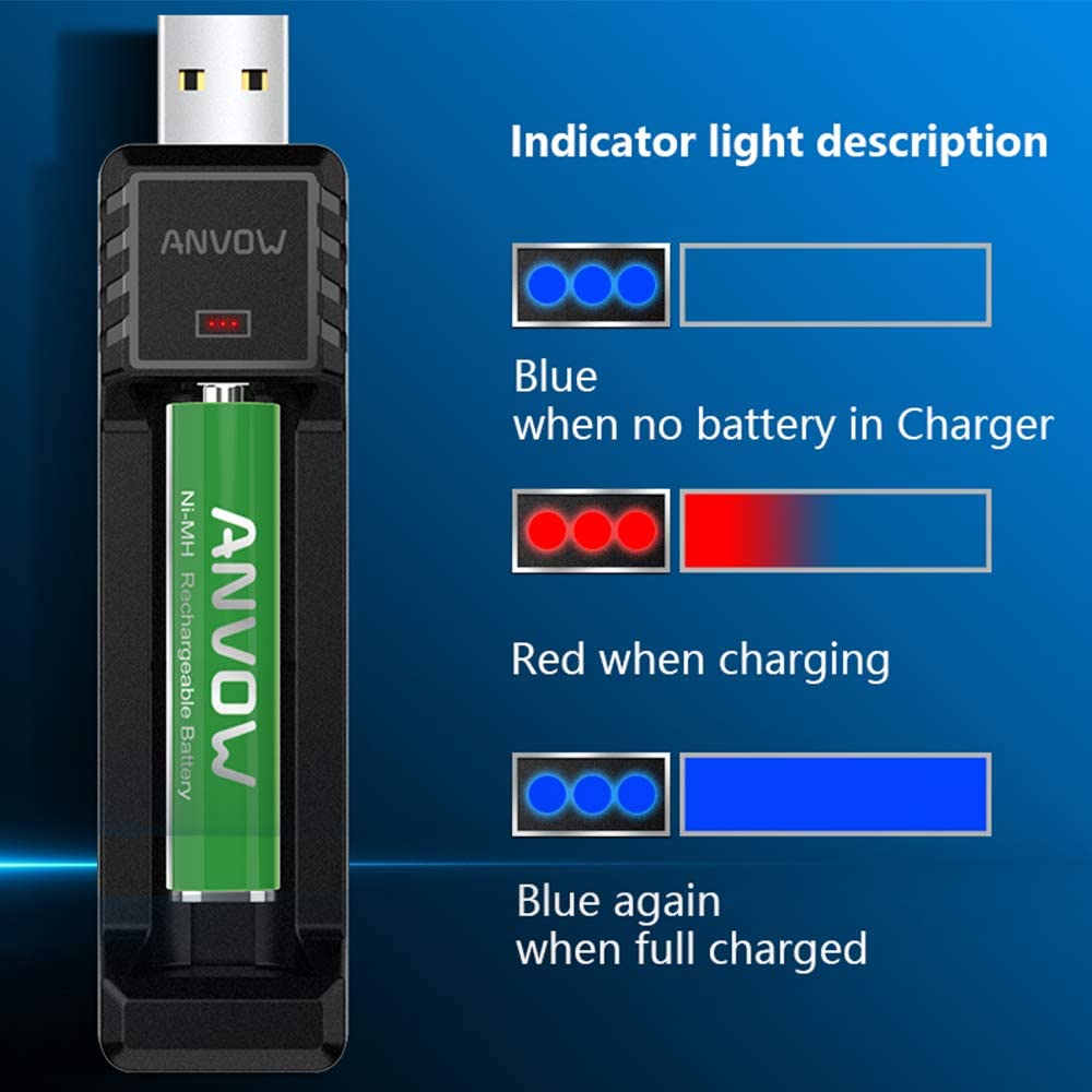 ANVOW Rechargeable AAAA Batteries for Surface Pen Active Stylus Ni-MH 1.2V 400mAh and CP-C-001 Smart Charger Included - Image 4