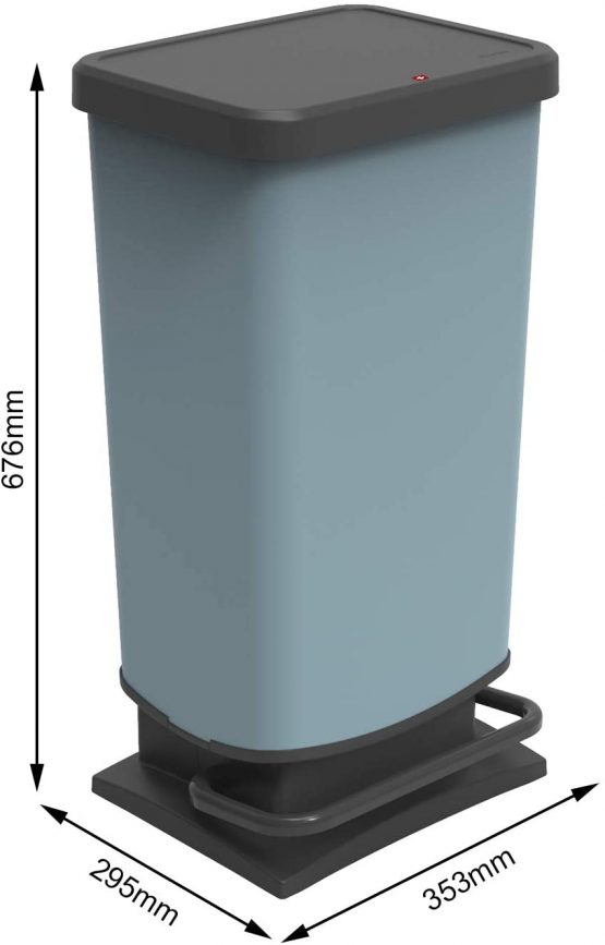 Rotho, Paso, Dustbin 40l with pedal and lid, Plastic (PP) BPA-free, blue, 40l (35,3 x 29,5 x 67,6 cm) - Image 4
