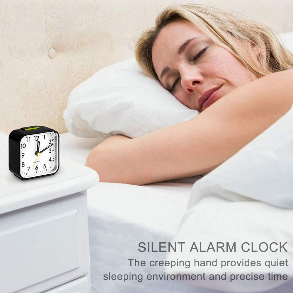 Tisaika Silent Alarm Clocks Bedside Non Ticking Battery Powered Table Clocks Luminous Large Display Snooze Light Function for Bedroom Office - Image 4