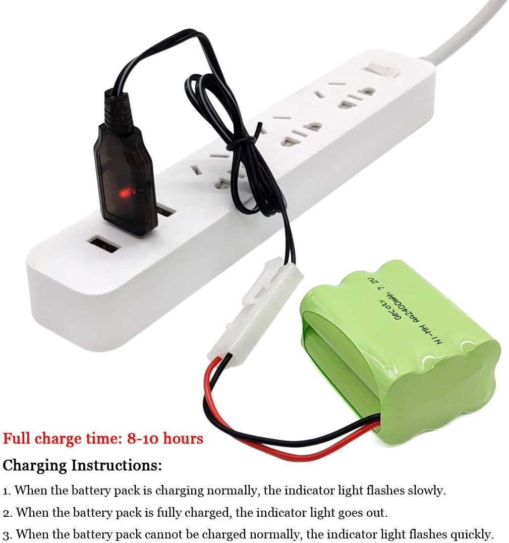 Gecoty® Rechargeable 7.2 V 2400 mAh Ni-MH AA battery pack with KET 2P plug and charging cable - Image 2